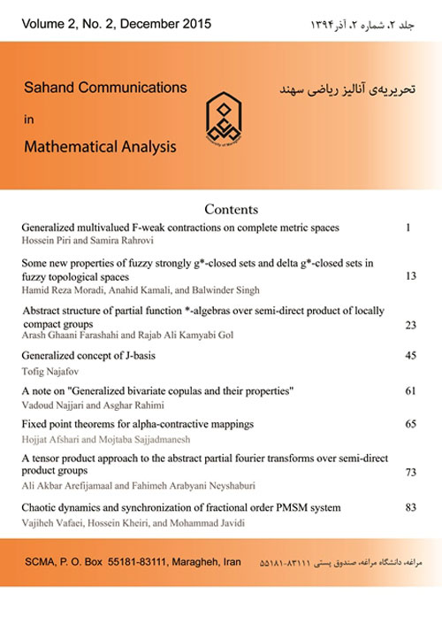 Sahand Communications in Mathematical Analysis - Volume:2 Issue: 2, Summer-Autumn 2015