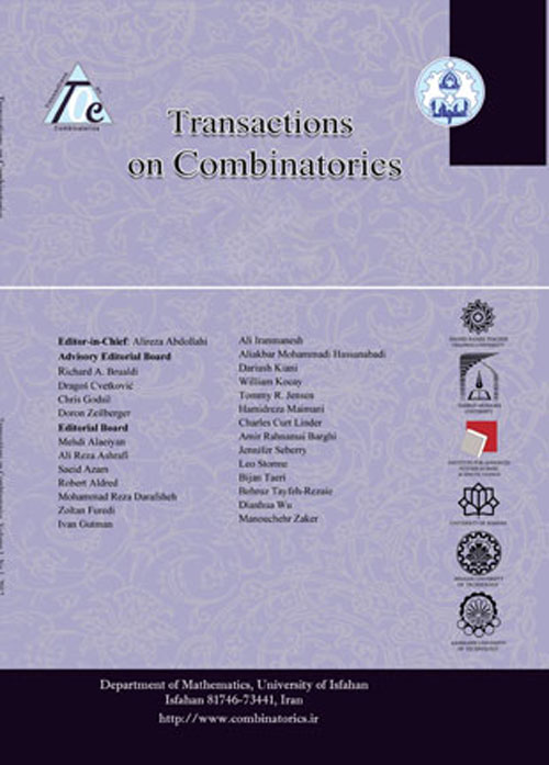 Transactions on Combinatorics - Volume:5 Issue: 1, Mar 2016