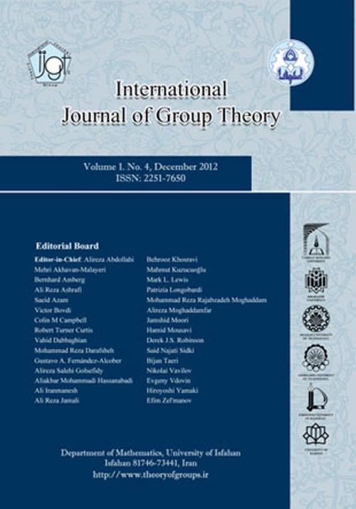 International Journal of Group Theory - Volume:5 Issue: 1, Mar 2016