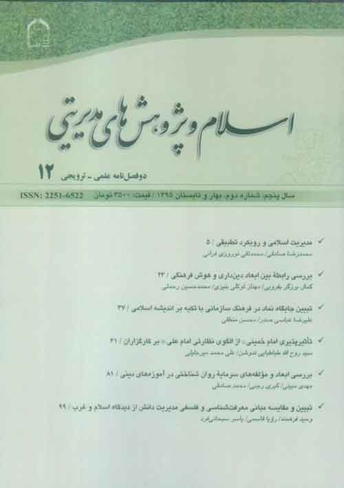 اسلام و پژوهش های مدیریتی - سال پنجم شماره 2 (پیاپی 12، بهار و تابستان 1395)