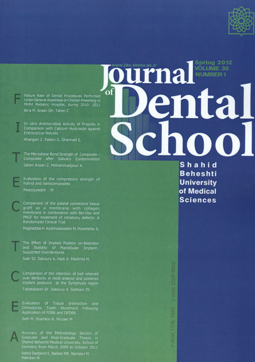 Dental School - Volume:34 Issue: 3, Summer 2016