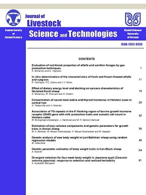 Livestock Science and Technology - Volume:4 Issue: 2, Sep 2016