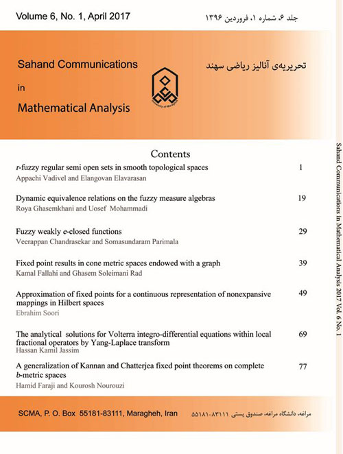 Sahand Communications in Mathematical Analysis - Volume:6 Issue: 1, Spring 2017