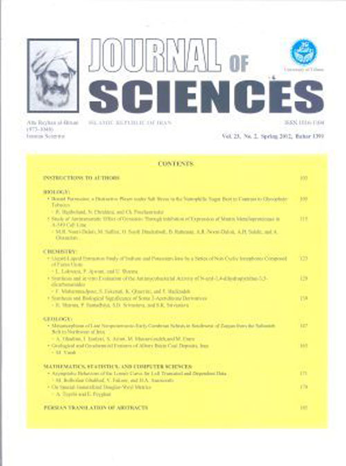 Sciences, Islamic Republic of Iran - Volume:28 Issue: 4, Autumn2017