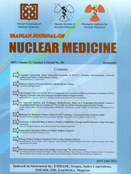 Nuclear Medicine - Volume:26 Issue: 1, Winter-Spring 2018