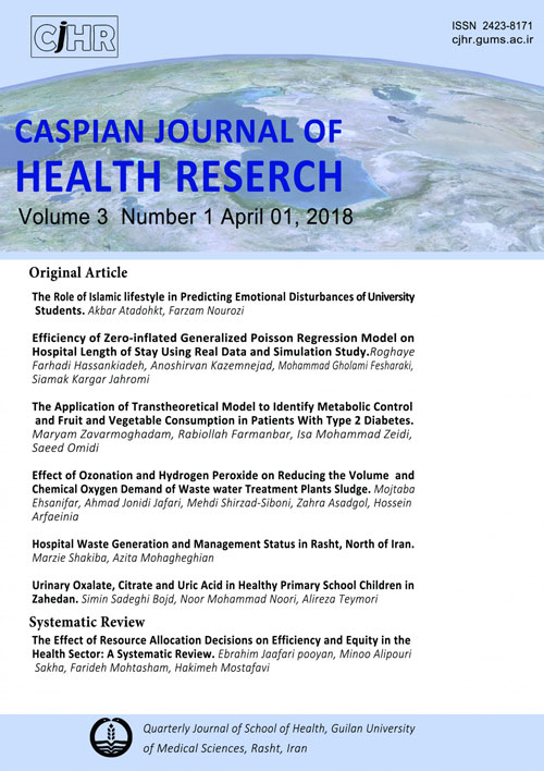 Caspian Journal of Health Research - Volume:3 Issue: 1, Mar 2018