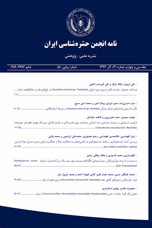 نامه انجمن حشره شناسی ایران - سال سی و هفتم شماره 4 (پیاپی 71، زمستان 1396)