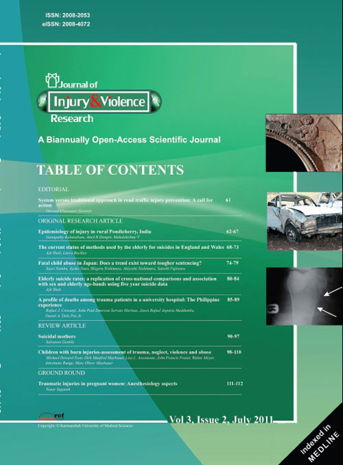 Injury and Violence Research - Volume:10 Issue: 1, Jan 2018