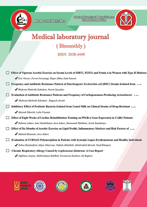 Medical Laboratory Journal - Volume:12 Issue: 2, Mar-Apr 2018