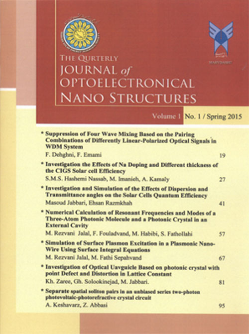 Optoelectronical Nanostructures - Volume:3 Issue: 2, Spring 2018