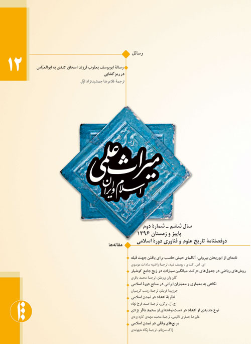 میراث علمی اسلام و ایران - سال ششم شماره 2 (پیاپی 12، پاییز و زمستان 1396)