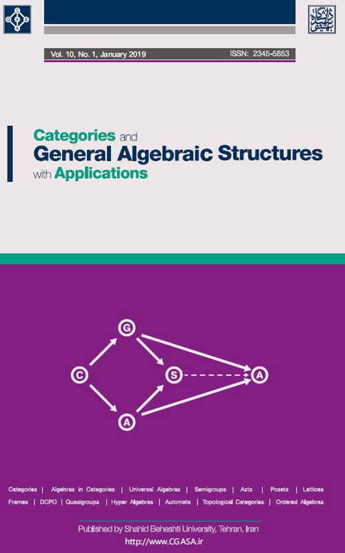 Categories and General Algebraic Structures with Applications - Volume:10 Issue: 1, Jan 2019