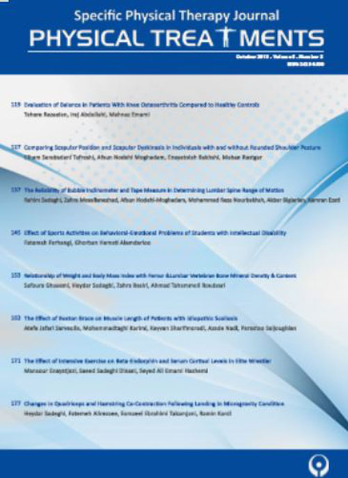Physical Treatments Journal - Volume:8 Issue: 2, Summer 2018
