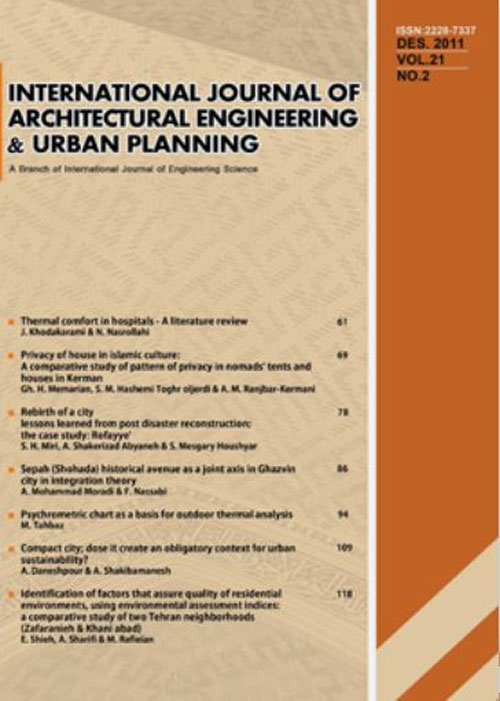 Architectural Engineering & Urban Planning - Volume:28 Issue: 2, Dec 2018