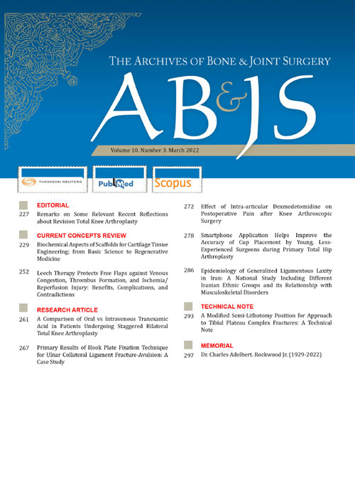 Archives of Bone and Joint Surgery - Volume:10 Issue: 4, Apr 2022