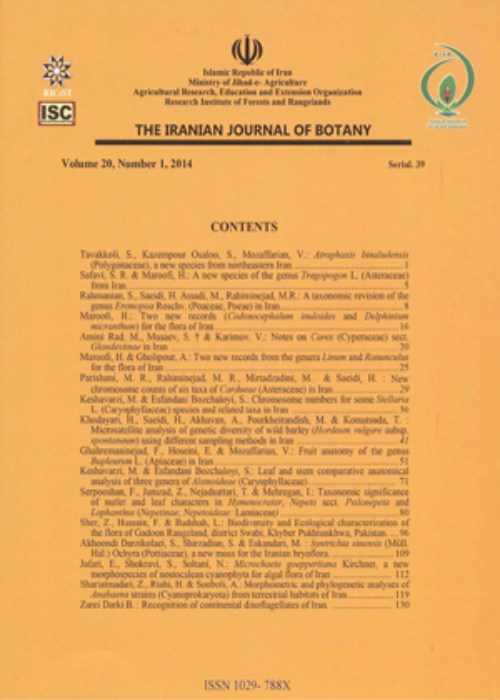 The Iranian Journal of Botany - Volume:29 Issue: 1, Spring and Summer 2023