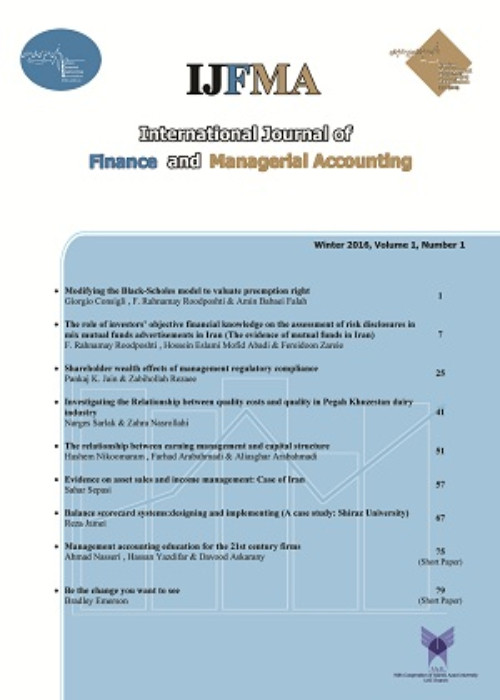 Finance and Managerial Accounting - Volume:9 Issue: 34, Summer 2024