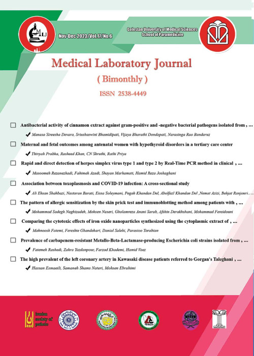 Medical Laboratory Journal - Volume:17 Issue: 6, Nov-Dec 2023