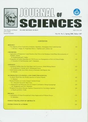 Sciences, Islamic Republic of Iran - Volume:19 Issue: 2, Spring 2008