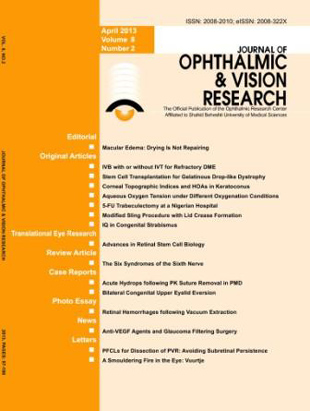 Ophthalmic and Vision Research - Volume:8 Issue: 1, Jan-Mar 2013