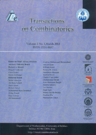 Transactions on Combinatorics - Volume:2 Issue: 1, Mar 2013