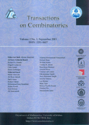 Transactions on Combinatorics - Volume:2 Issue: 3, Sep 2013