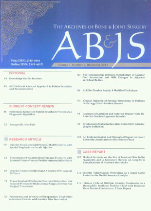Archives of Bone and Joint Surgery - Volume:1 Issue: 2, Mar 2013