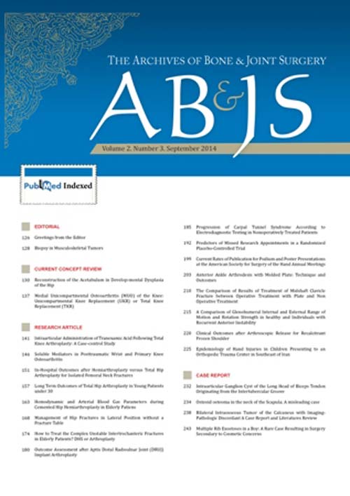 Archives of Bone and Joint Surgery - Volume:3 Issue: 3, May 2015