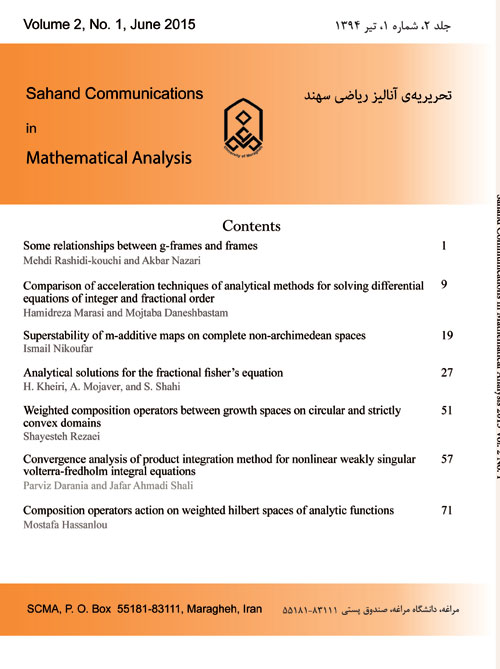 Sahand Communications in Mathematical Analysis - Volume:2 Issue: 1, Winter-Spring 2015
