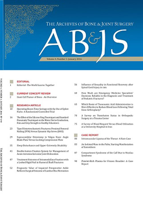 Archives of Bone and Joint Surgery - Volume:4 Issue: 2, Mar 2016