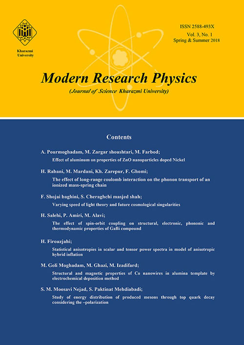 پژوهش های نوین فیزیک - سال سوم شماره 1 (پیاپی 4، بهار و تابستان 1397)