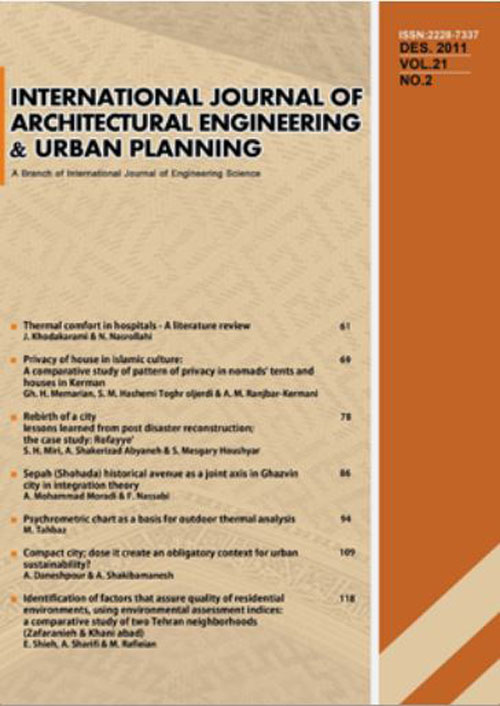 Architectural Engineering & Urban Planning - Volume:29 Issue: 1, Jun 2019