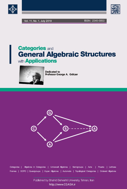 Categories and General Algebraic Structures with Applications - Volume:11 Issue: 1, Jul 2019