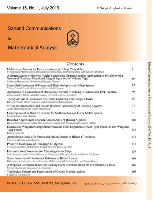 Sahand Communications in Mathematical Analysis - Volume:15 Issue: 1, Summer 2019