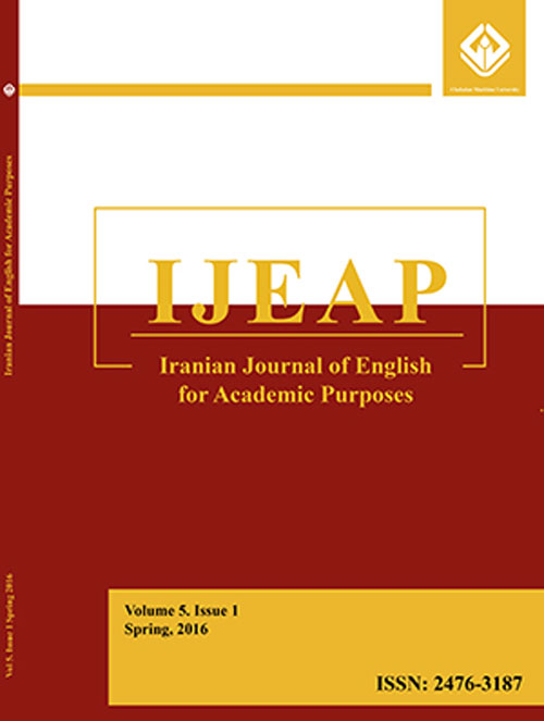 Iranian Journal of English for Academic Purposes - Volume:8 Issue: 2, Spring 2019