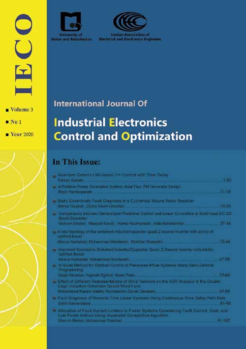 Industrial Electronics, Control and Optimization - Volume:3 Issue: 1, Winter 2020