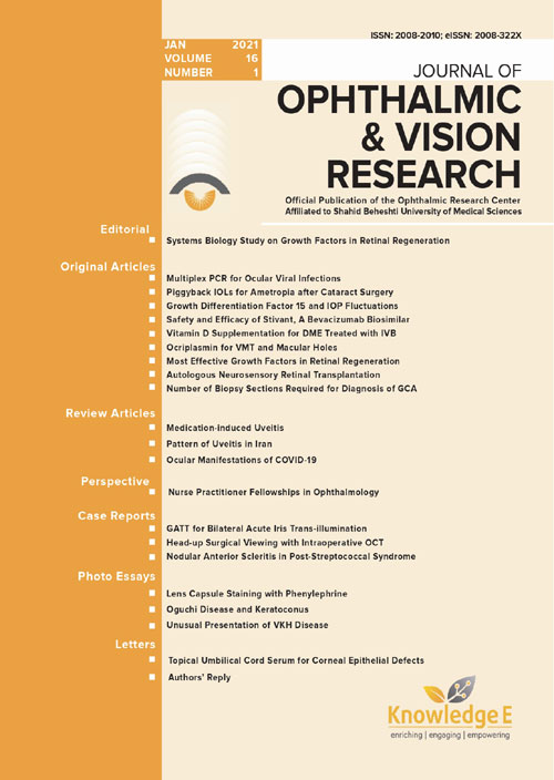 Ophthalmic and Vision Research - Volume:16 Issue: 1, Jan-Mar 2021