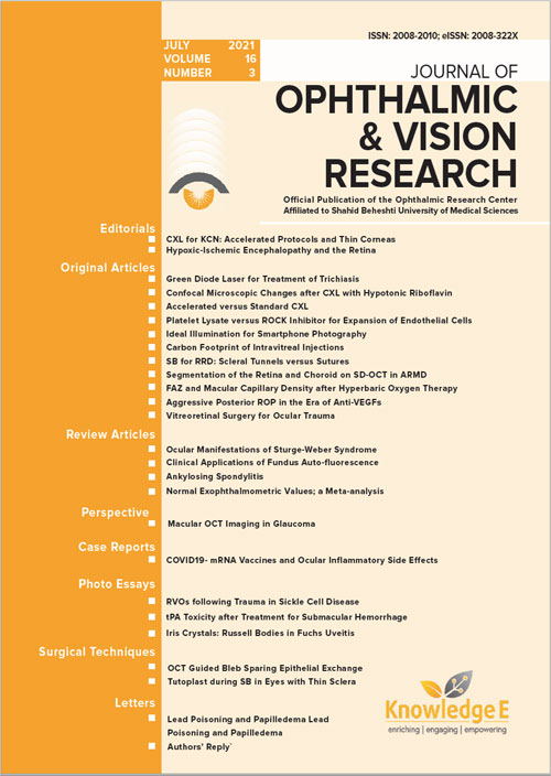 Ophthalmic and Vision Research - Volume:16 Issue: 3, Jul-Sep 2021