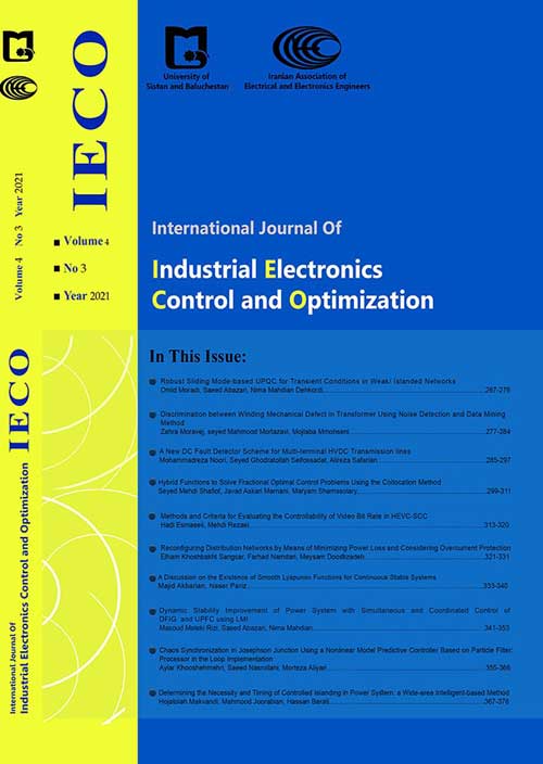 Industrial Electronics, Control and Optimization - Volume:4 Issue: 2, Spring 2021