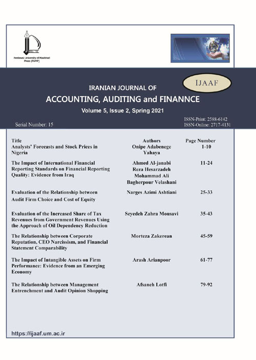Accounting, Auditing and Finance - Volume:2 Issue: 4, Autumn 2018