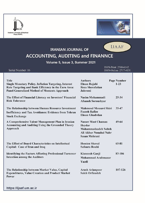 Accounting, Auditing and Finance - Volume:5 Issue: 3, Summer 2021