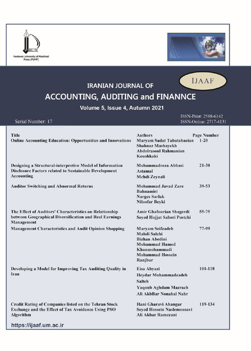 Accounting, Auditing and Finance - Volume:5 Issue: 4, Autumn 2021