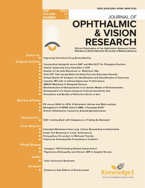 Ophthalmic and Vision Research - Volume:17 Issue: 1, Jan-Mar 2022