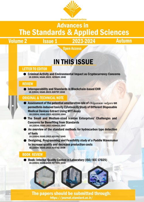 Advances in the Standards and Applied Sciences - Volume:2 Issue: 1, Autumn 2023
