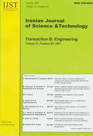 science and Technology (B: Engineering) - Volume:31 Issue: 5, October 2007