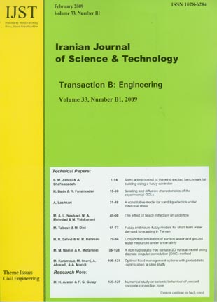 science and Technology (B: Engineering) - Volume:33 Issue: 1, Feb 2009