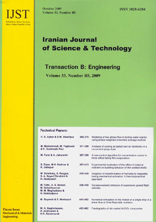 science and Technology (B: Engineering) - Volume:33 Issue: 5, Oct2009