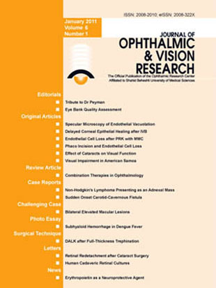 Ophthalmic and Vision Research - Volume:6 Issue: 1, Jan-Mar 2011