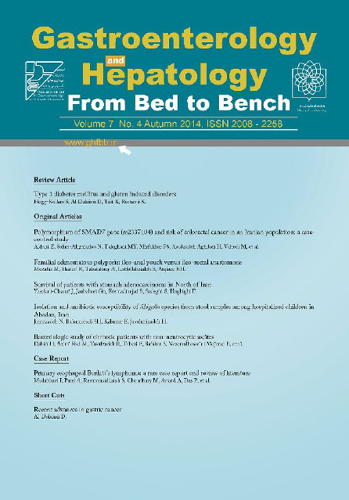 Gastroenterology and Hepatology From Bed to Bench Journal - Volume:7 Issue: 4, Autumn 2014
