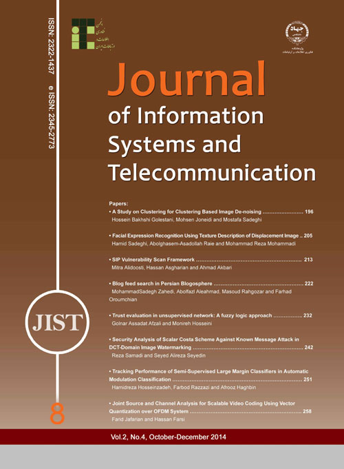 Information Systems and Telecommunication - Volume:2 Issue: 4, Oct-Dec 2014